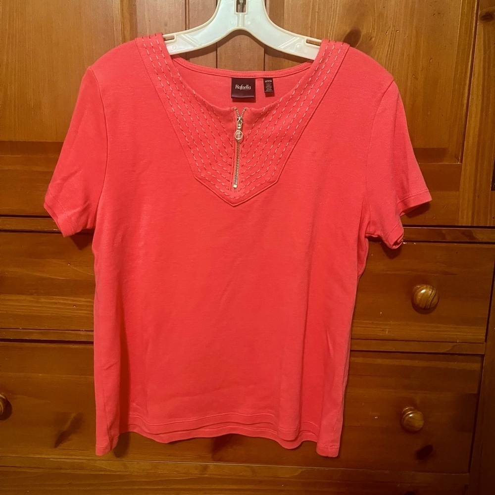 Rafaella Super Soft Top with Zipper Detail - Petite Large